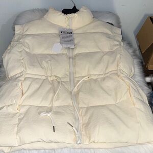Off white Puffer Vest with Drawstring